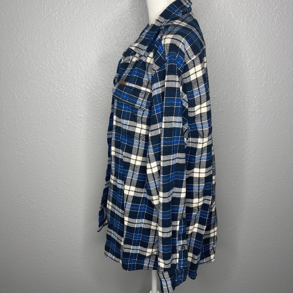 Orvis Blue &‎ White Plaid heavy flannel shirt button down - Picture 5 of 9